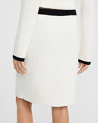 Tipped High Waisted Novelty Button Mini Sweater Skirt