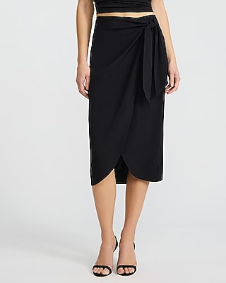 express black wrap dress Black Wrap-Style Sleeveless Dress main image 1