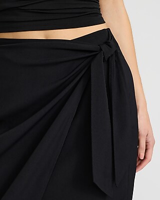 High Waisted Tie Wrap Midi Skirt - image 2