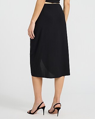 High Waisted Tie Wrap Midi Skirt - image 3