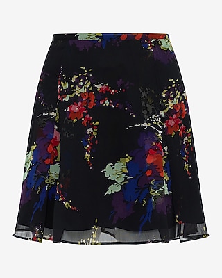 Floral High Waisted Double Pleat Mini Skirt