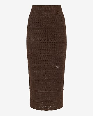 Textured Pointelle High Waisted Midi Sweater Skirt