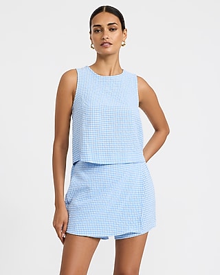 Gingham High Waisted Wrap Skort