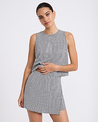 Gingham High Waisted Wrap Skort