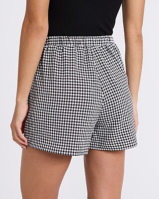 Gingham High Waisted Wrap Skort
