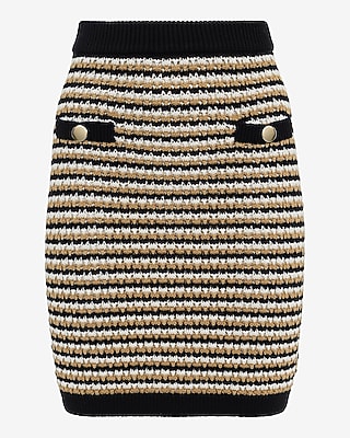 Cotton Tipped Super High Waisted Novelty Button Mini Sweater Skirt