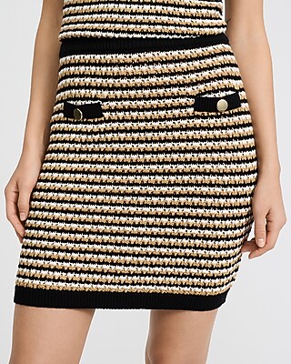 Cotton Tipped Super High Waisted Novelty Button Mini Sweater Skirt