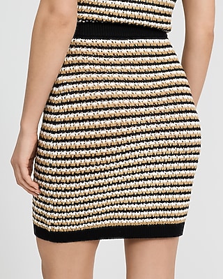 Cotton Tipped Super High Waisted Novelty Button Mini Sweater Skirt