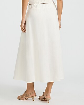 Linen-Blend High Waisted Pull On Wrap Midi Skirt - image 2