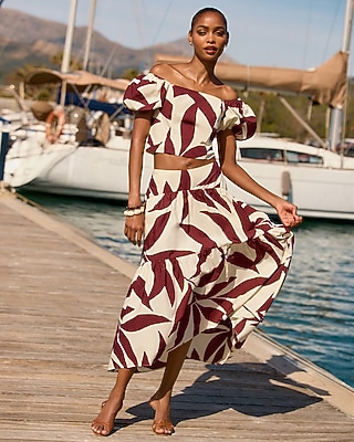 Stretch Cotton Poplin High Waisted Tiered Maxi Skirt | Express