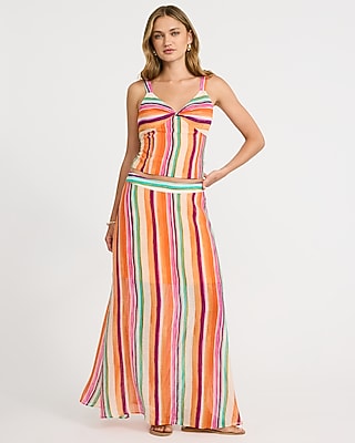 Textured Striped High Waisted Sheer Maxi Skirt
