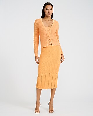 Cotton Pointelle High Waisted Midi Sweater Skirt - image 5