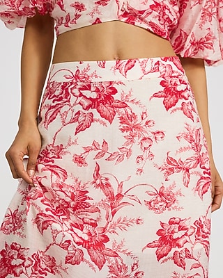 Textured Floral High Waisted Side Slit Maxi Skirt - image 2