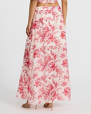 Textured Floral High Waisted Side Slit Maxi Skirt - image 3