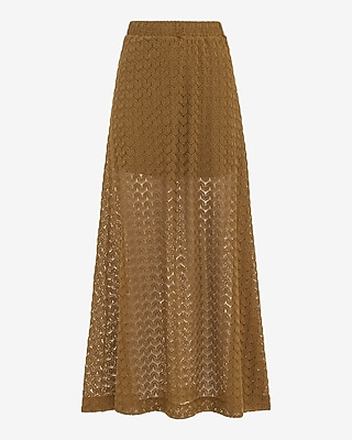 Crochet High Waisted Pull On Maxi Skirt