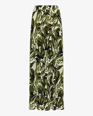 Textured Printed High Waisted Pull On Maxi Skirt