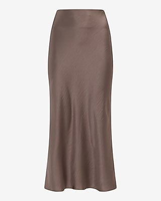 Satin High Waisted Midi Slip Skirt