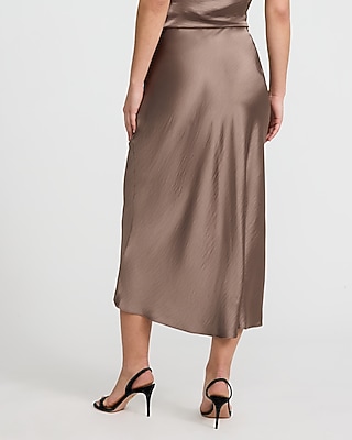 Satin High Waisted Midi Slip Skirt