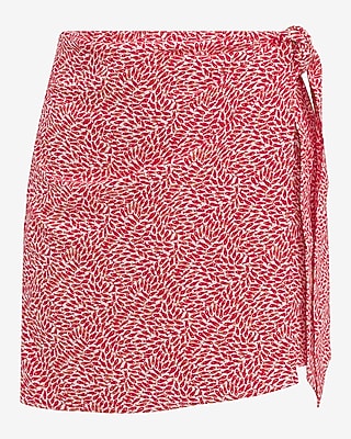 Linen-Blend Printed High Waisted Tie Wrap Mini Skirt - image 4