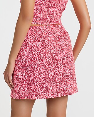 Summer-Blend Linen Printed High Waisted Tie Wrap Mini Skirt