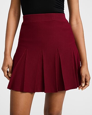 High Waisted Pleated Mini Sweater Skirt - image 2