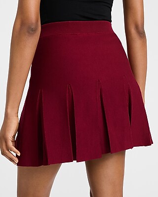High Waisted Pleated Mini Sweater Skirt - image 3