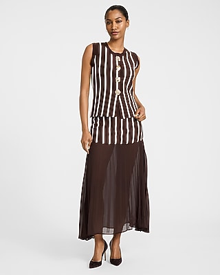 Mixed Media Striped Maxi Skirt - image 4