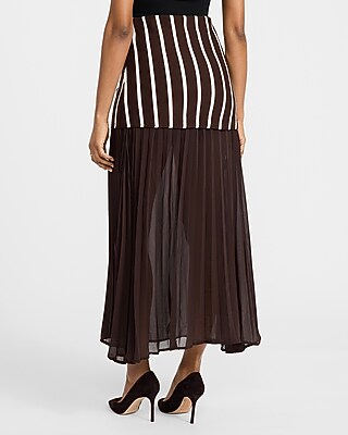 Mixed Media Striped Maxi Skirt - image 3
