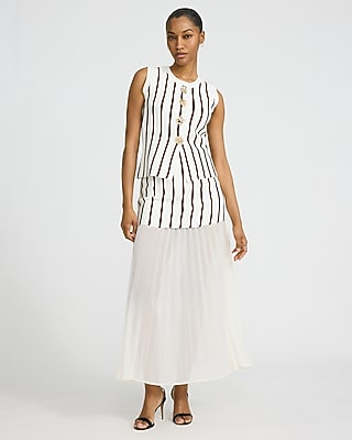 Mixed Media Striped Maxi Skirt - image 3