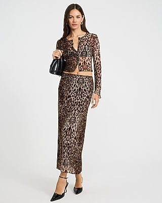 Leopard Mesh Maxi Skirt