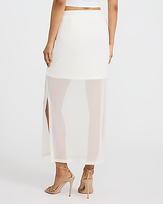 Mesh High Waisted Side Slit Maxi Skirt - image 2