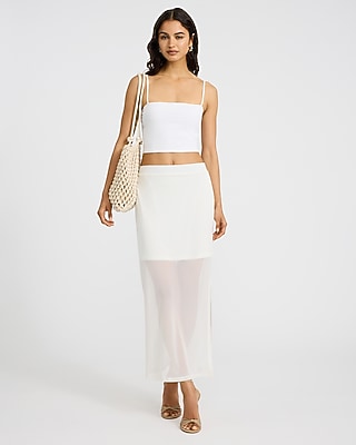 Mesh High Waisted Side Slit Maxi Skirt - image 4