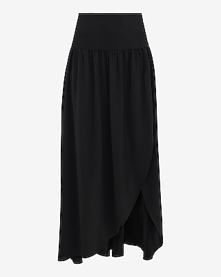 High Waist Petal Side Slit Maxi Skirt