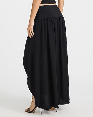 High Waist Petal Side Slit Maxi Skirt