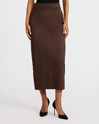 Faux Suede Super High Waisted Maxi Column Skirt