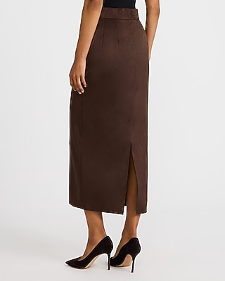 Faux Suede Super High Waisted Maxi Column Skirt
