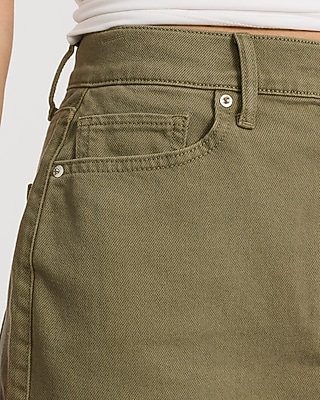 High Waisted Sage Green Denim Mini Skirt