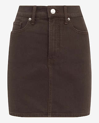 High Waisted Chocolate Brown Mini Skirt
