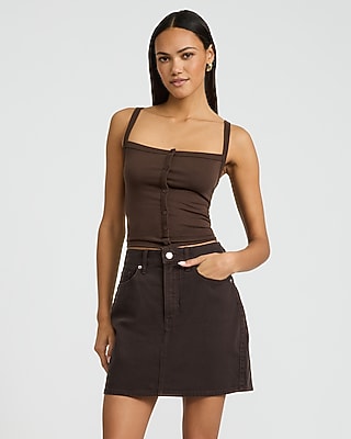High Waisted Chocolate Brown Mini Skirt
