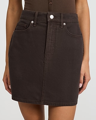High Waisted Chocolate Brown Mini Skirt