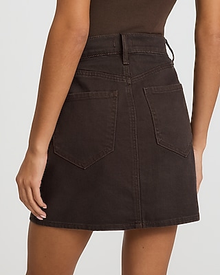 High Waisted Chocolate Brown Mini Skirt