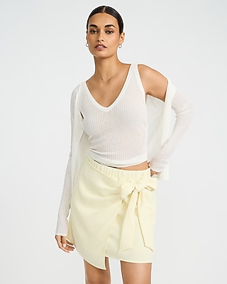Signature Crepe High Waisted Tie Wrap Mini Skirt