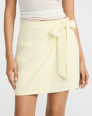 Signature Crepe High Waisted Tie Wrap Mini Skirt