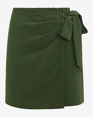 High Waisted Tie Wrap Mini Skirt in Signature Crepe - thumbnail 8