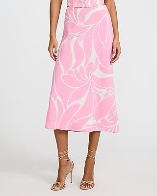 Floral High Waisted Midi Slip Skirt
