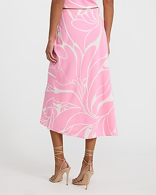Floral High Waisted Midi Slip Skirt