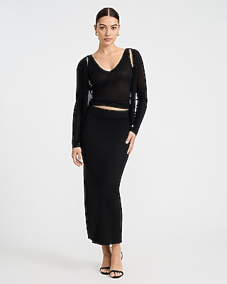 Signature Ponte Super High Waisted Pull On Column Maxi Skirt