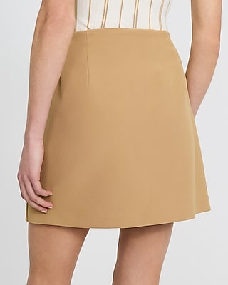 Studio Stretch Twill High Waisted Button Detail Mini Skirt