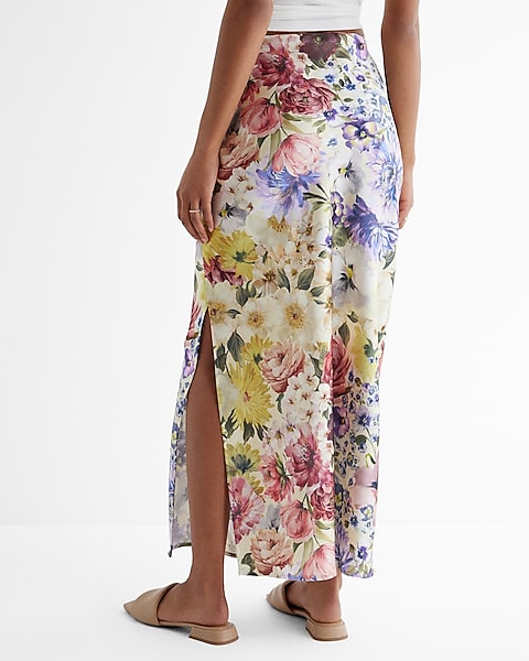 Ex Satin Maxi Skirt - Floral 9310657:print-multi:s | Express Ex Satin Maxi Skirt - Floral 9310657:print-multi:s | Express