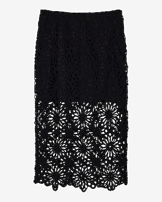 High Waisted Crochet Midi Pencil Skirt